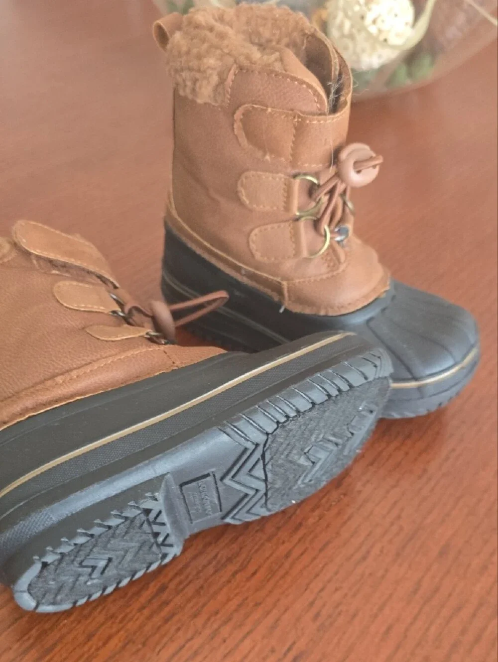 Kids Brown and Black Winter Boots - Cozy Lined Outdoor Boots